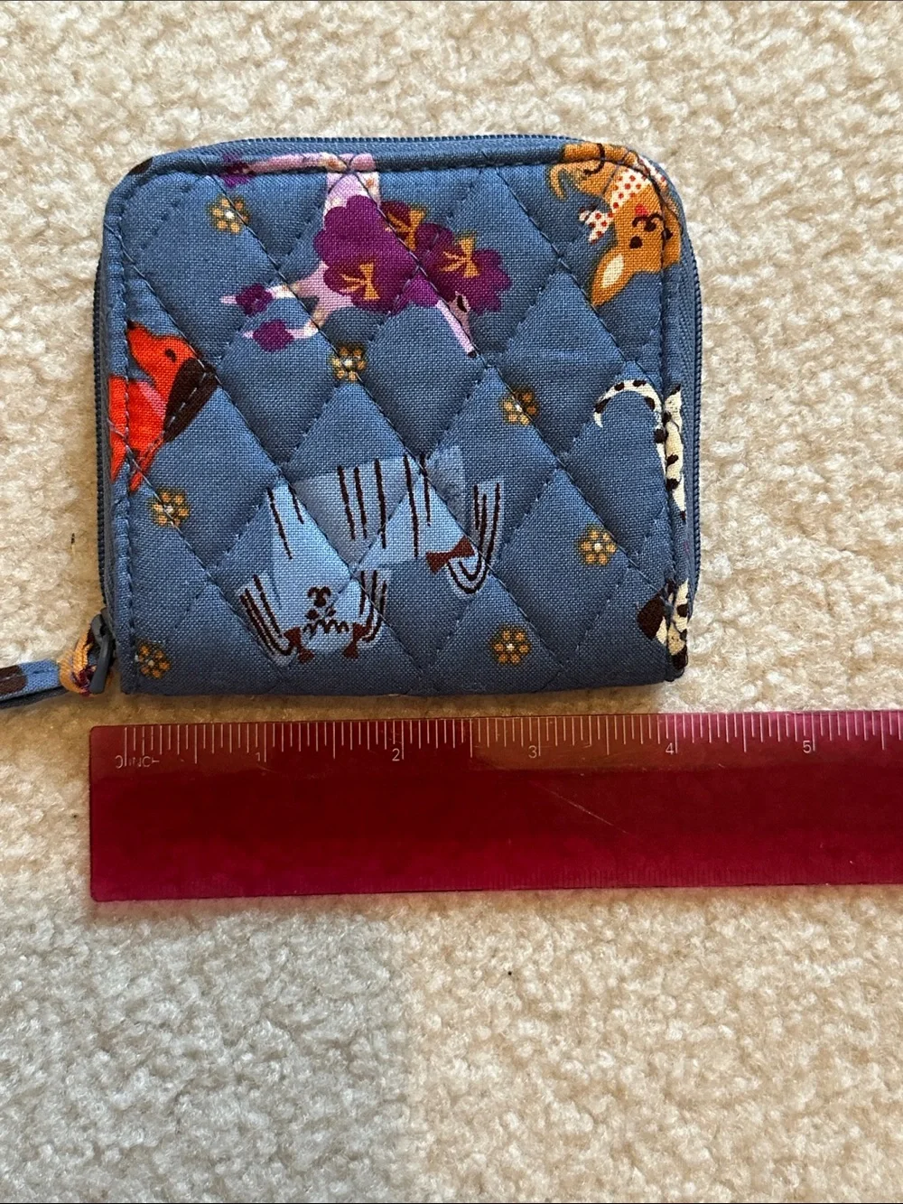 Vera Bradley Quilted Dog Zip Wallet - Blue